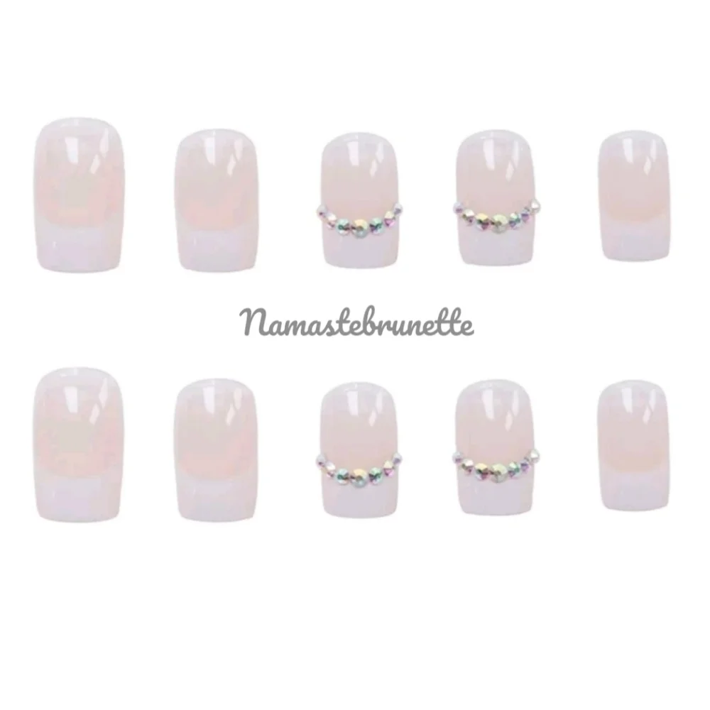 2/$16 Rhinestone French Manicure Press On Nails